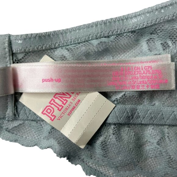 Pink Victorias Secret Push Up Bra Small Pale Blue New Lace - Picture 7 of 12